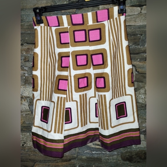 Milly size 2 pleated skirt, fully lined, pink, white and brown Like New - Picture 7 of 9